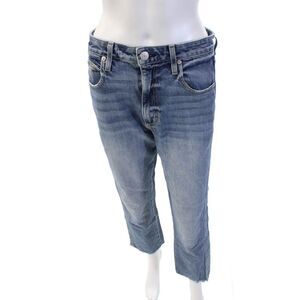 Amo Womens Cotton Straight Leg Slim Fit Button Fly Denim Jeans Blue Size 29